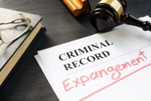 Expunge of criminal record. Expungement written on a document.